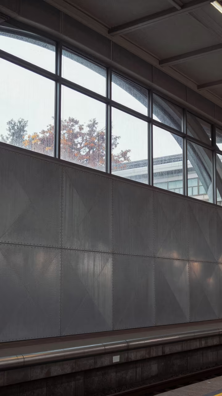 Geometric Triangles in Seoul Train Terminal Skylight in inside a restored train terminal in Seoul