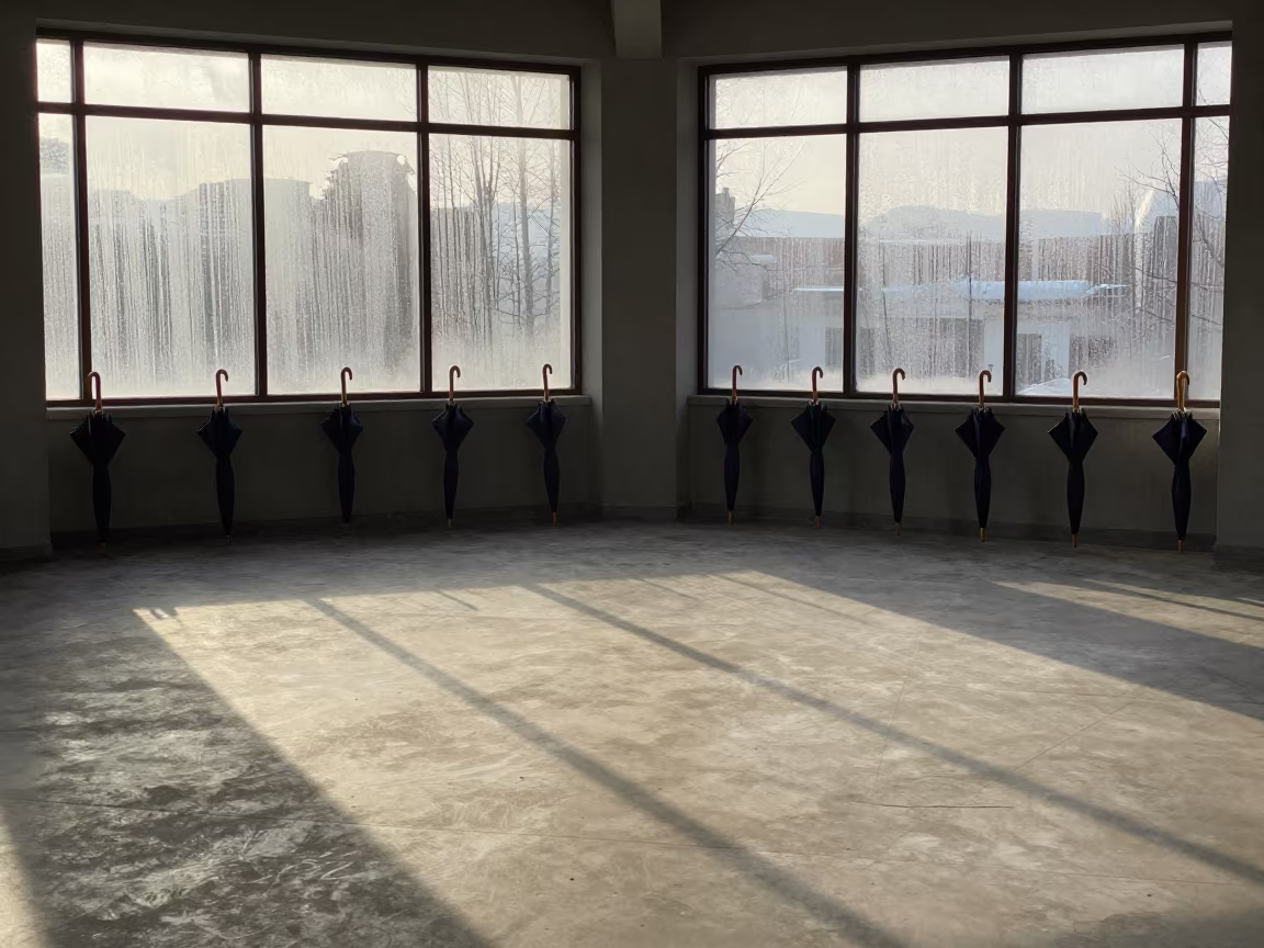 Geometric Umbrella Tops in Dawn Atrium Light in inside a vaulted atrium in Giresun