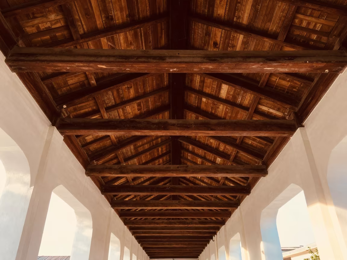 Geometric Wooden Ceiling Train Terminal in inside a restored train terminal in Dera Ismail Khan