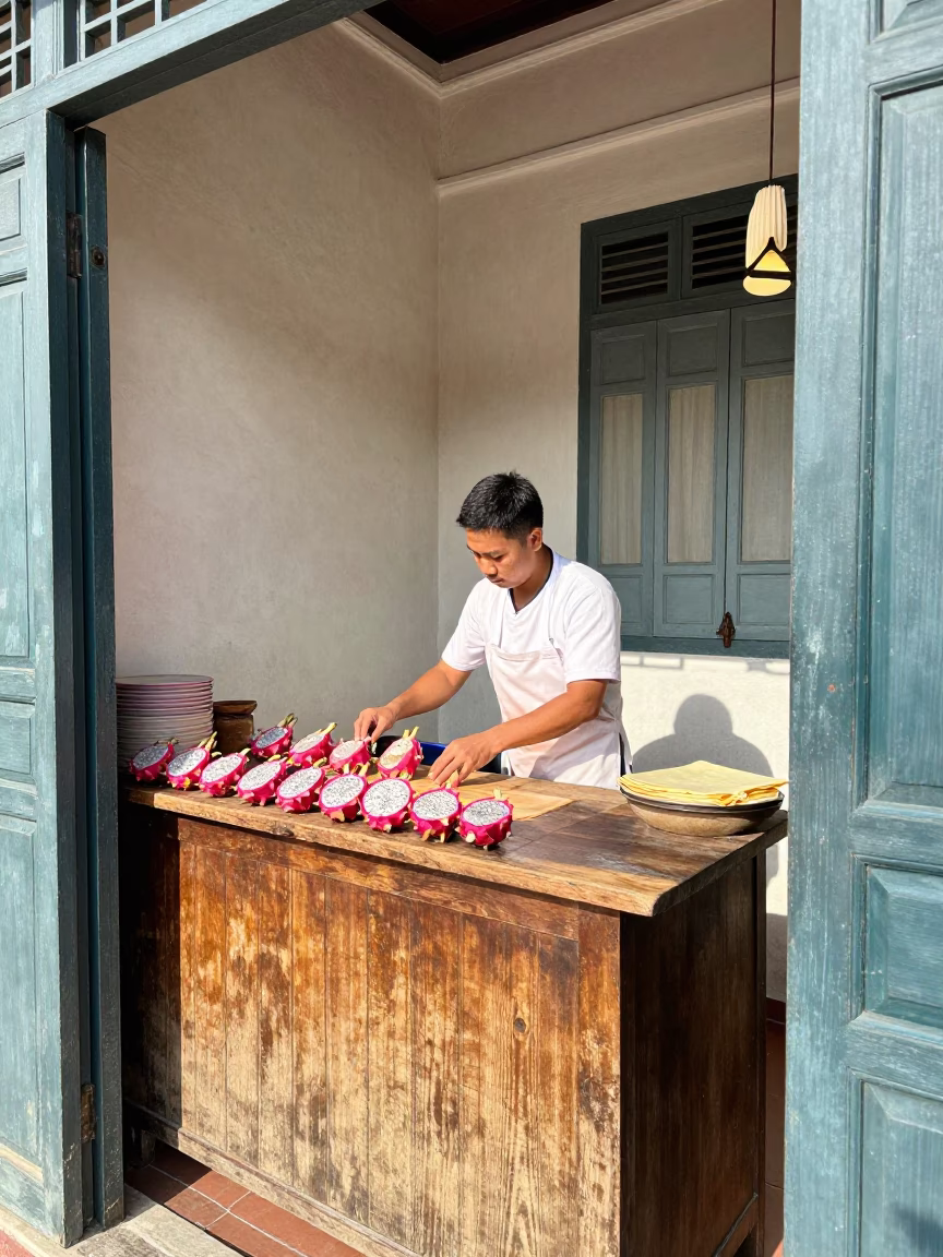 George Town Preparing Roti in in George Town, Malaysia