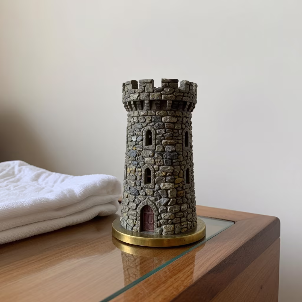 Georgian Stone Tower on Kanpur Bedside Table in on a bedside table in Kanpur