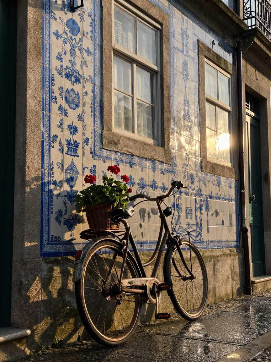 Geranium just after sunrise in Porto in in Porto, Portugal