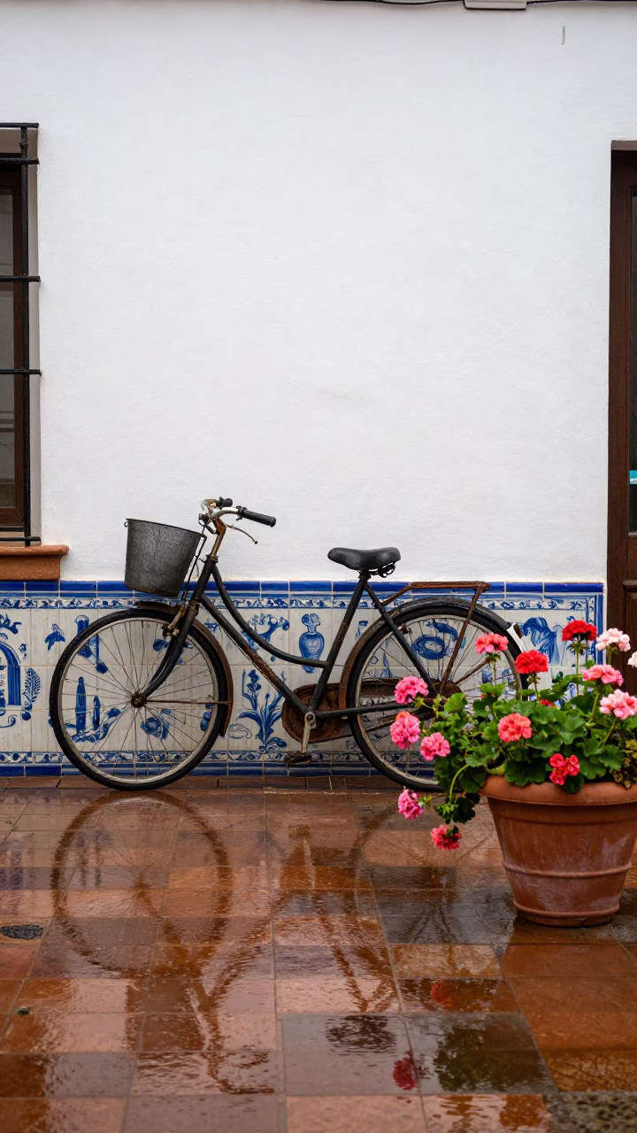 Geraniums at First Light in in Seville, Spain