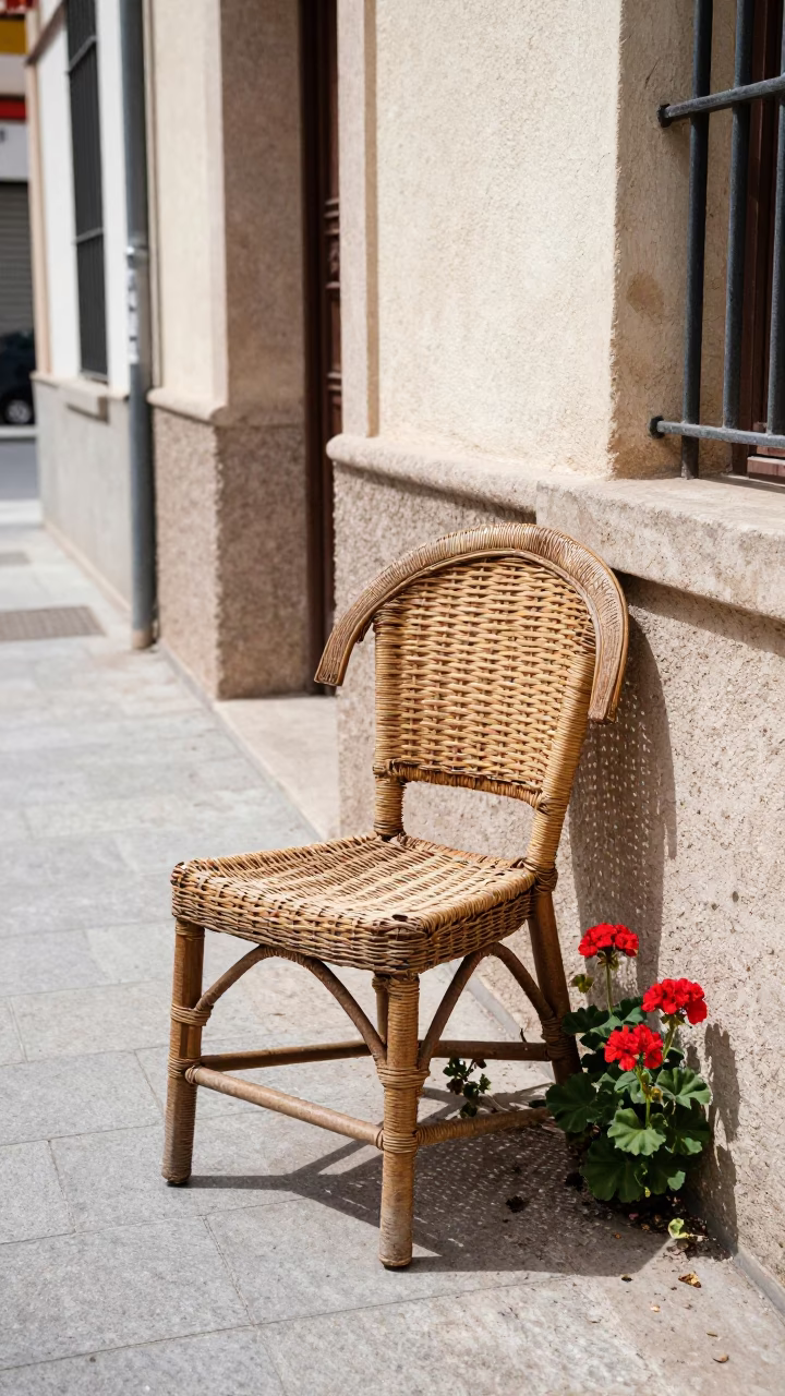 Geraniums at Flat Noon Light in in Valencia, Spain