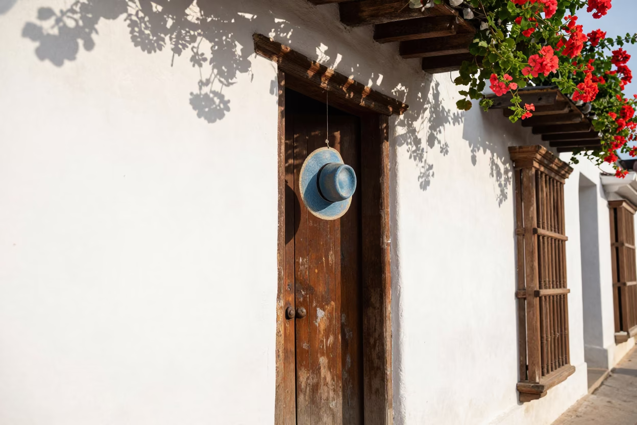 Geraniums in Cartagena at Afternoon Light in in Cartagena, Colombia