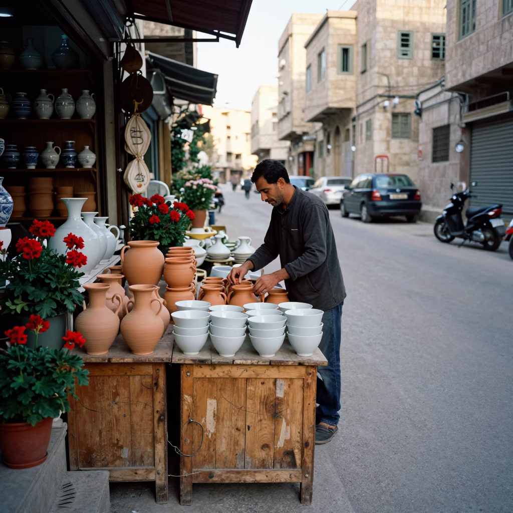 Geraniums just after sunrise in Amman in in Amman, Jordan
