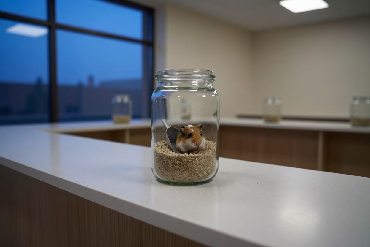 Gerbil Sand Bath Scoop Jar Adoption Room Al Bayda in inside an adoption room in Al Bayda
