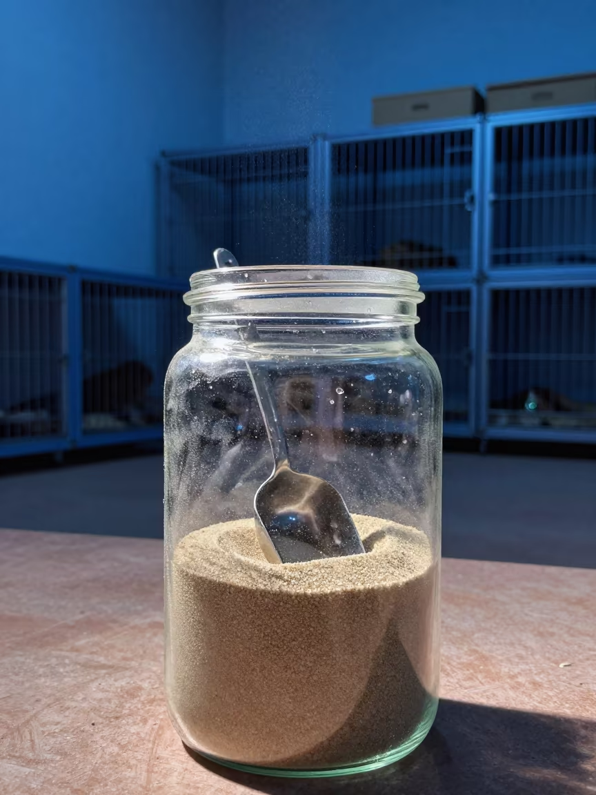 Gerbil Sand Bath Scoop Jar in Adoption Room in inside an adoption room near Thủ Đức