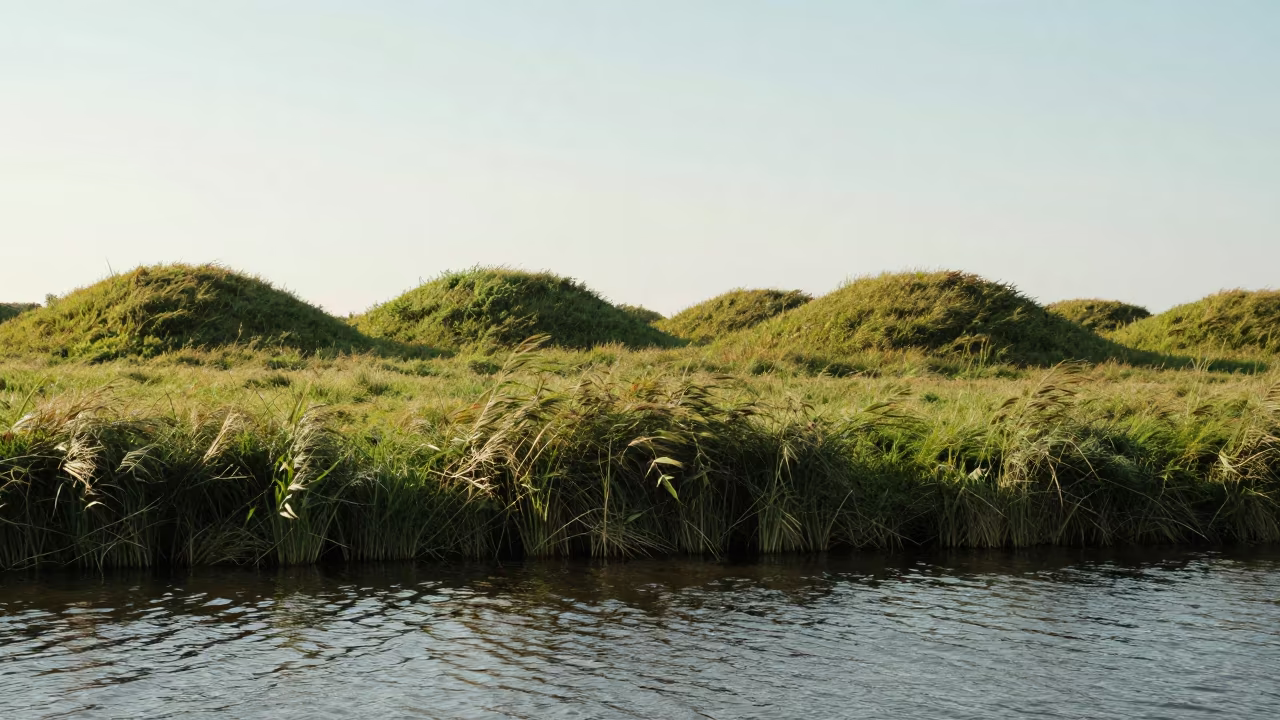 German Drumlin Field Shoreline Morning Light in along a wave-cut shoreline in Germany