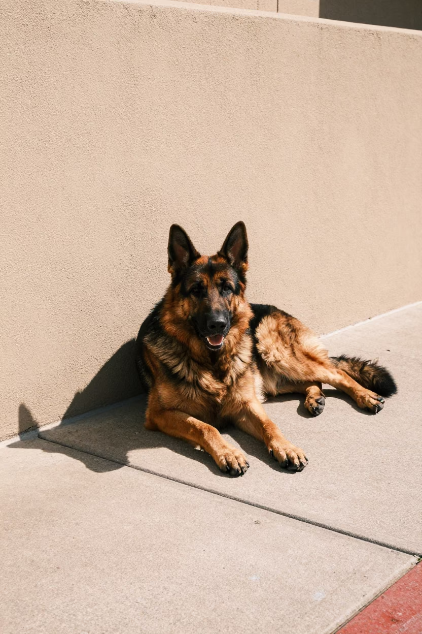 German Shepherd in San Diego at Midday Light in in San Diego, California, United States
