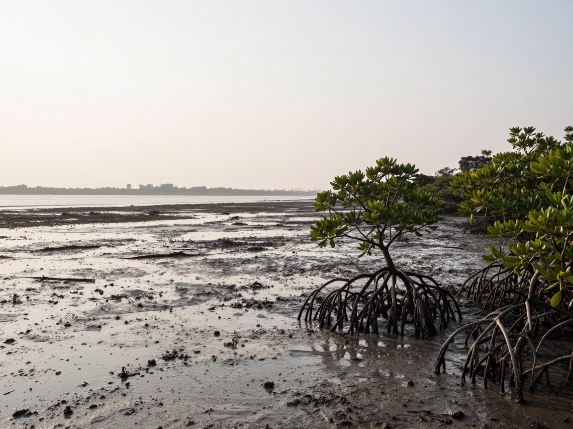 Geylang Mangrove Estuary Low Tide Afternoon Glare in near Geylang, Singapore