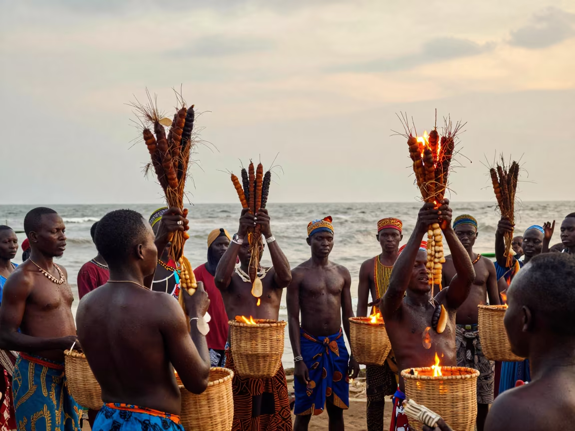 Ghanaian Homowo Yam Ceremony Maceio Waterfront in at a waterfront celebration in Maceio