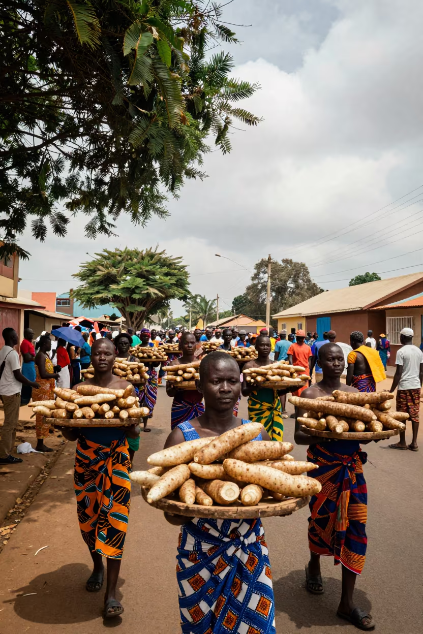 Ghanaian Homowo Yam Festival Street Procession in at a festival street procession in Bridgetown