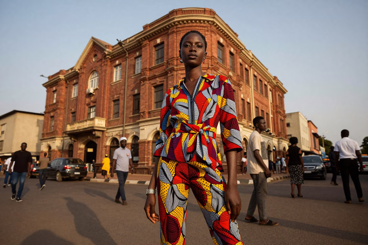 Ghanaian Model in Accra at Honeyed Evening Light in in Accra, Ghana