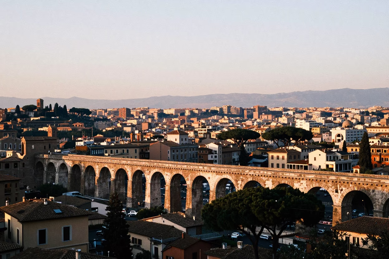 Gianicolo Hill in Rome at The Early Evening Light in in Rome, Italy