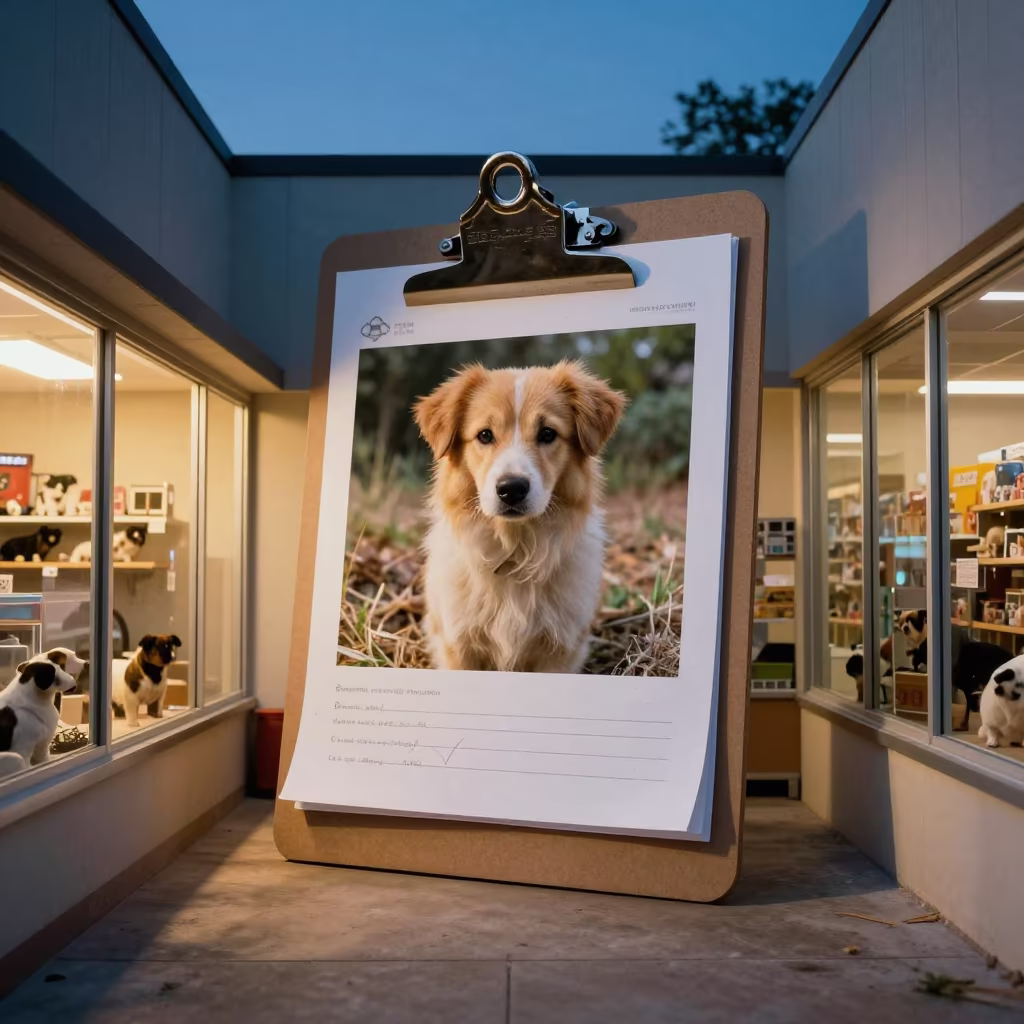 Giant Clipboard Dog Daycare Report Card in Store in inside a pet store aisle in San Antonio