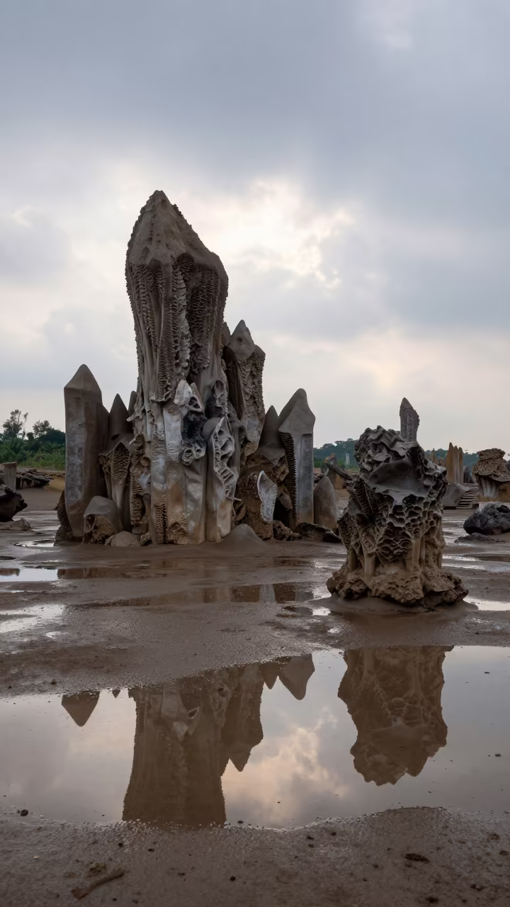Giant Crystal Formations Floodplain Shenzhen Morning in across a floodplain after rain near Shenzhen