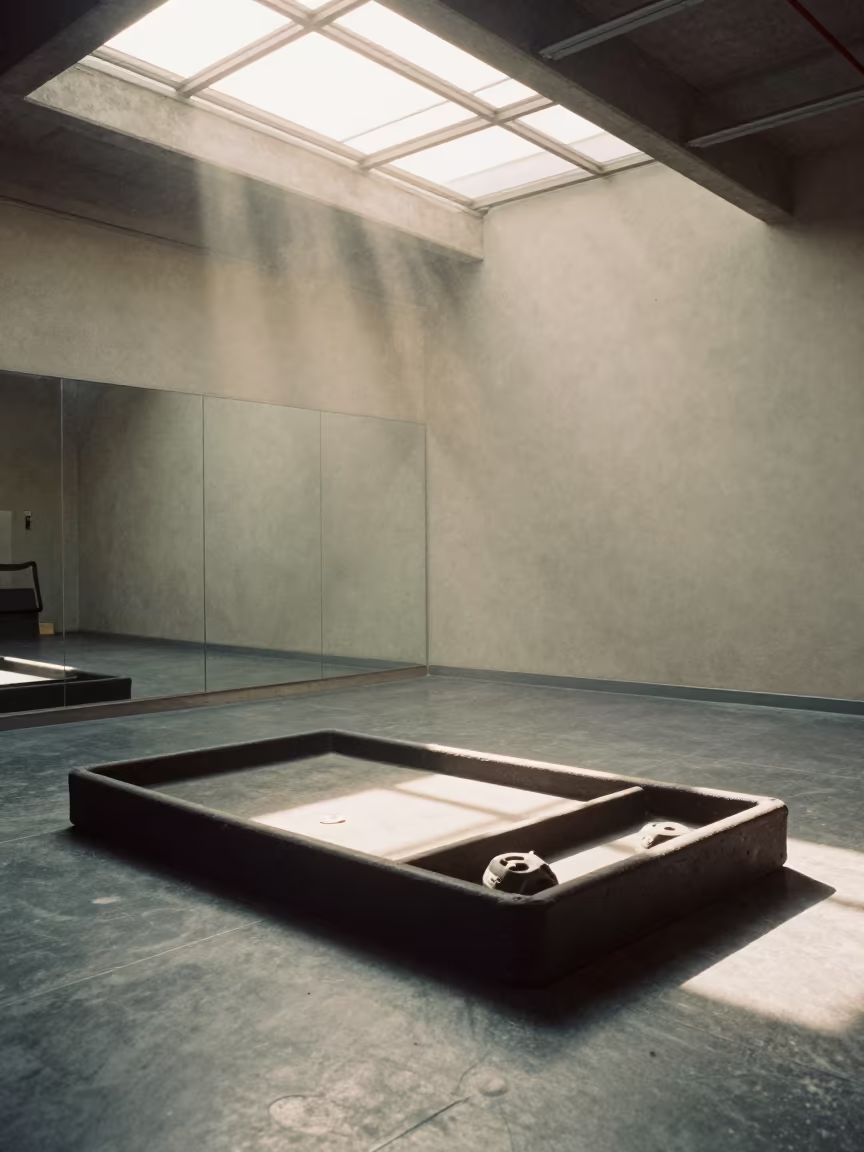 Giant Free Weight Glove Tray Mirrored in inside a climbing gym warmup zone in Kharkiv