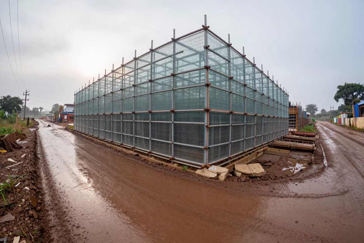 Giant Glazing Block Drawer Muddy Brazil Road in at a muddy site access road in Brazil