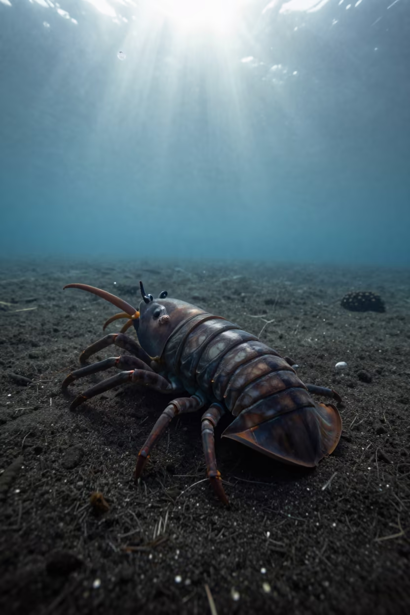 Giant Isopod on Deep Ocean Floor Near Porto in near Porto