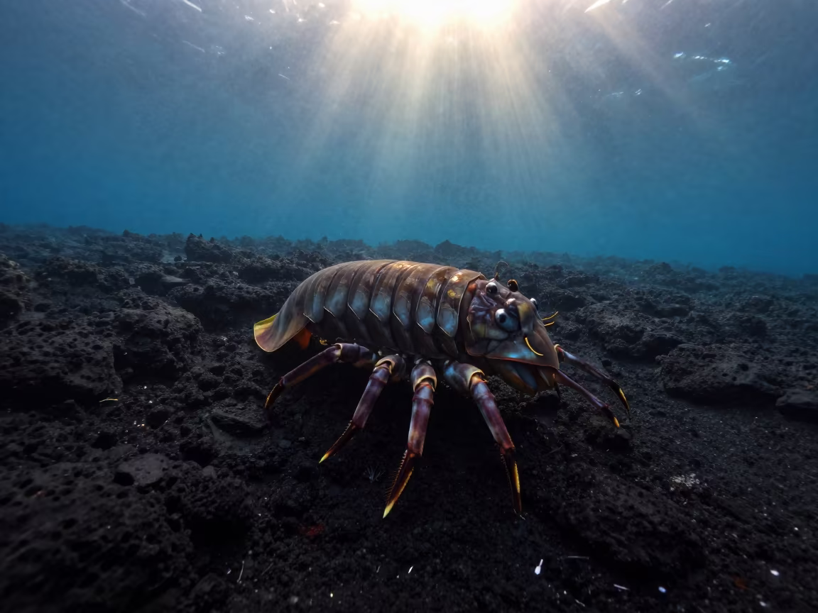 Giant Isopod on Volcanic Floor Thailand in beside a volcanic drop-off in Thailand