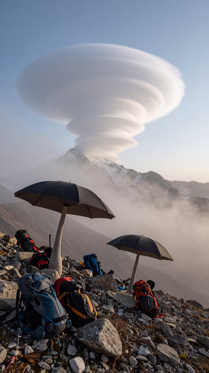 Giant Mushroom Cloud Over Almaty Dawn in near Almaty