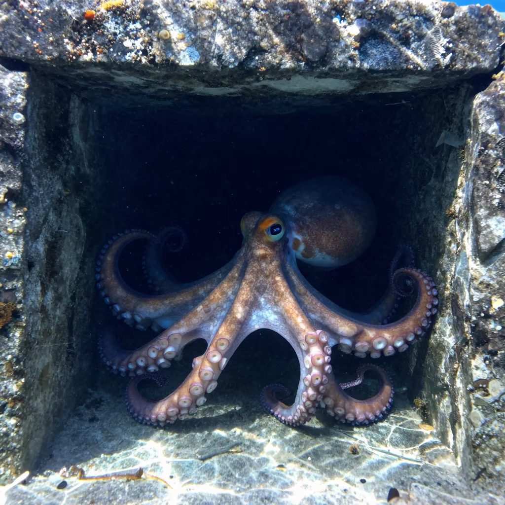 Giant Pacific Octopus in Havana Den in near Callejon de Hamel, Havana