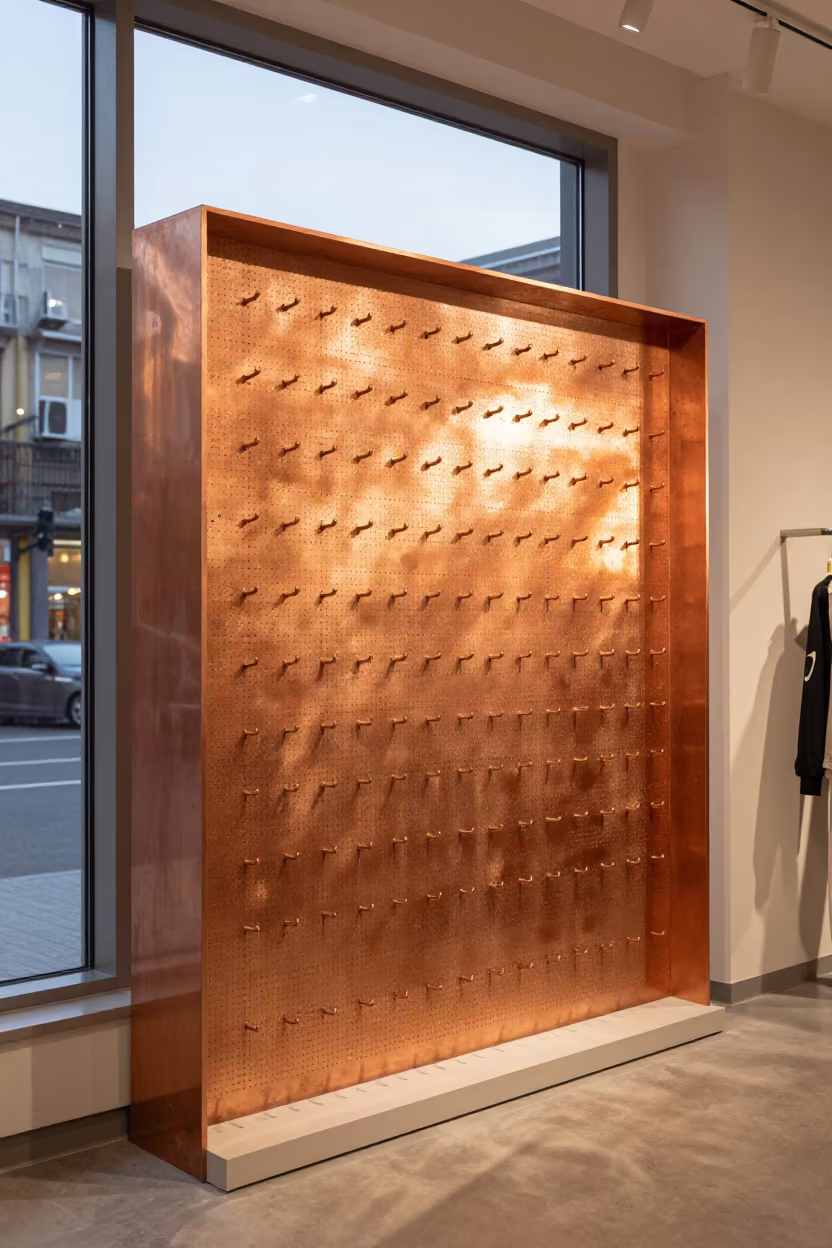 Giant Peg Hook Bin Before Dusk in Xian Retail in inside a retail floor display area near Xian