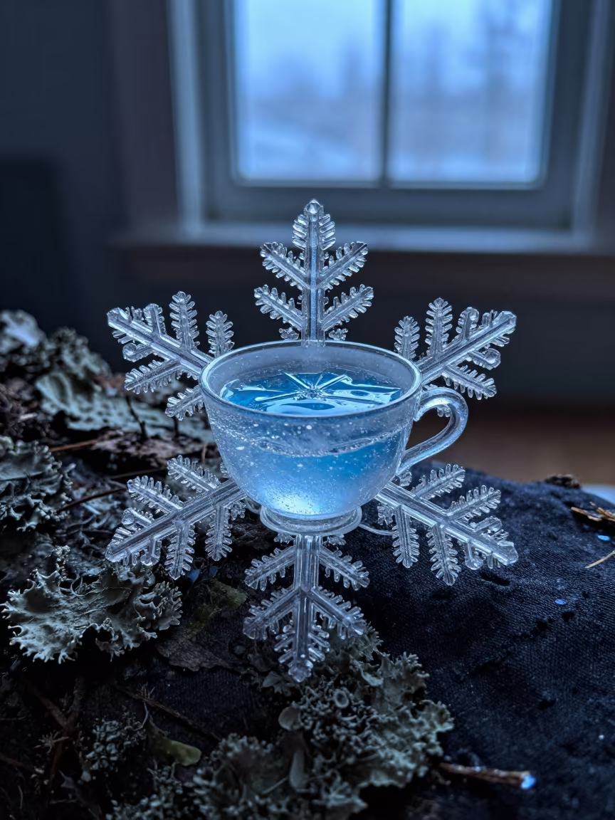 Giant Teacup with Snowflake on Bark in on lichen-covered bark near Marathon Village, Nashville