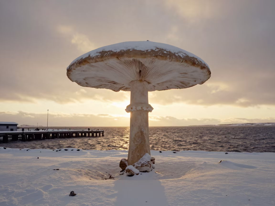Giant Umbrella Mushrooms Siberian Harbor Sunset in in Siberia