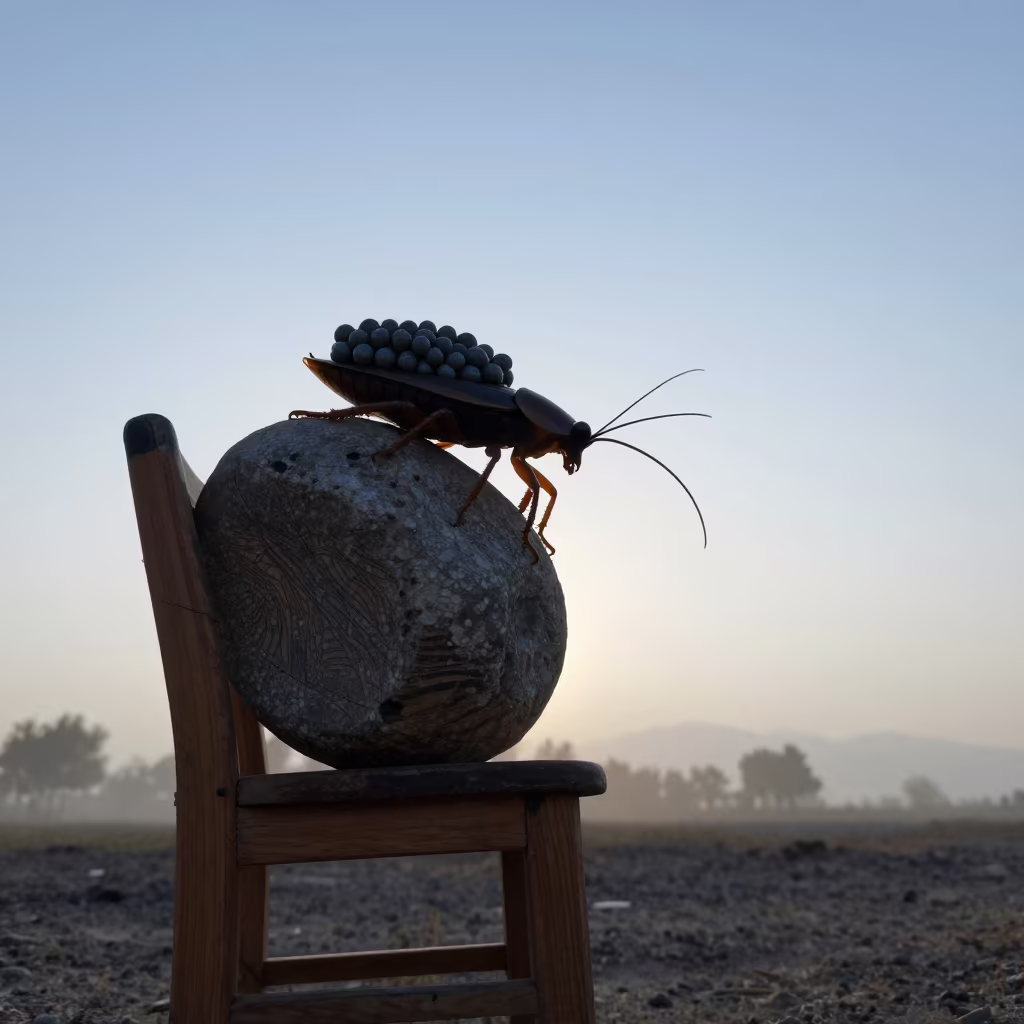 Giant Water Bug Carrying Stone Eggs in near Navoiy