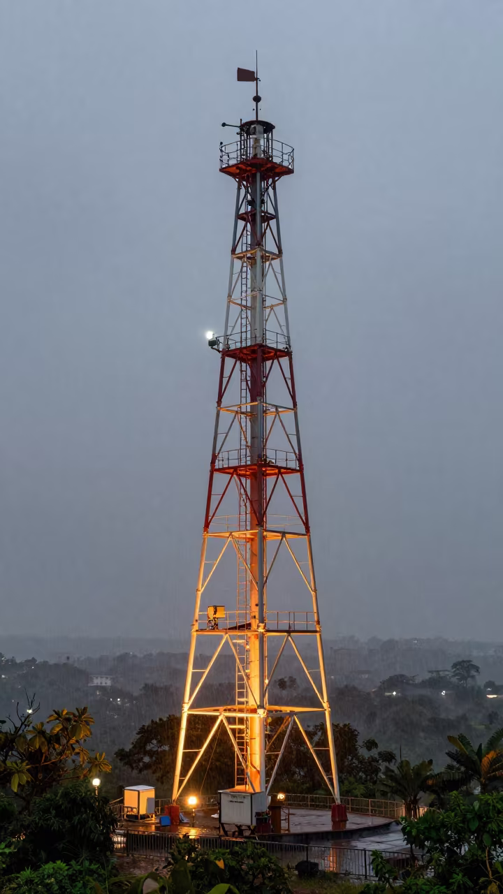 Giant Weather Station in Monsoon Drizzle in in Yavatmal