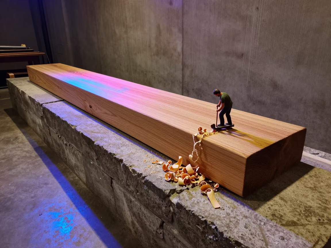 Giant Wooden Plank on Stone Ledge in on a stone ledge in Mashhad