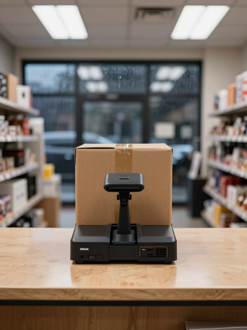 Gift Registry Scanner Dock in Storefront in inside a storefront prepared for opening near Santa Clara
