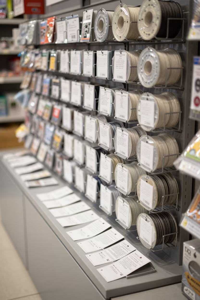 Gift Wrap Spool Rack in Akure Retail Store in inside a retail floor display area in Akure