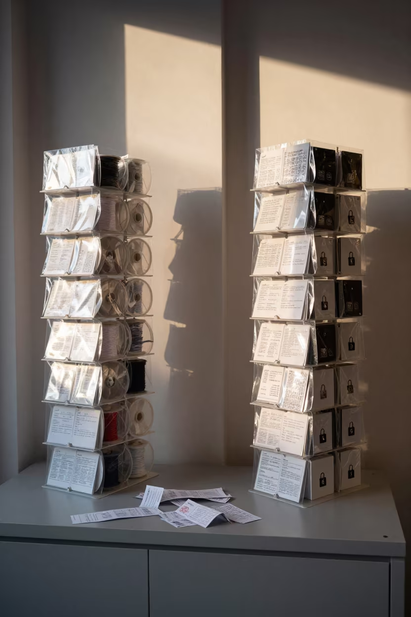 Gift Wrap Spool Rack in Lyon Retail Dawn in inside a retail floor display area in Lyon