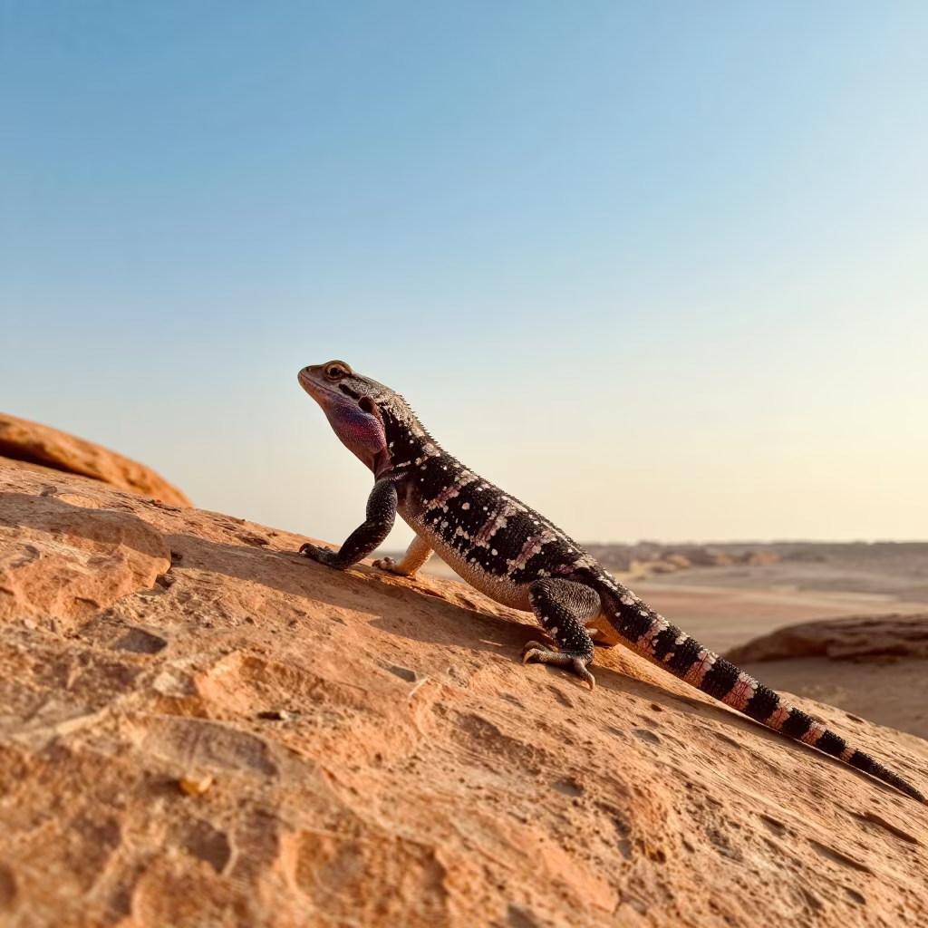 Gila Monster on Egyptian Sandstone Morning Light in in Egypt