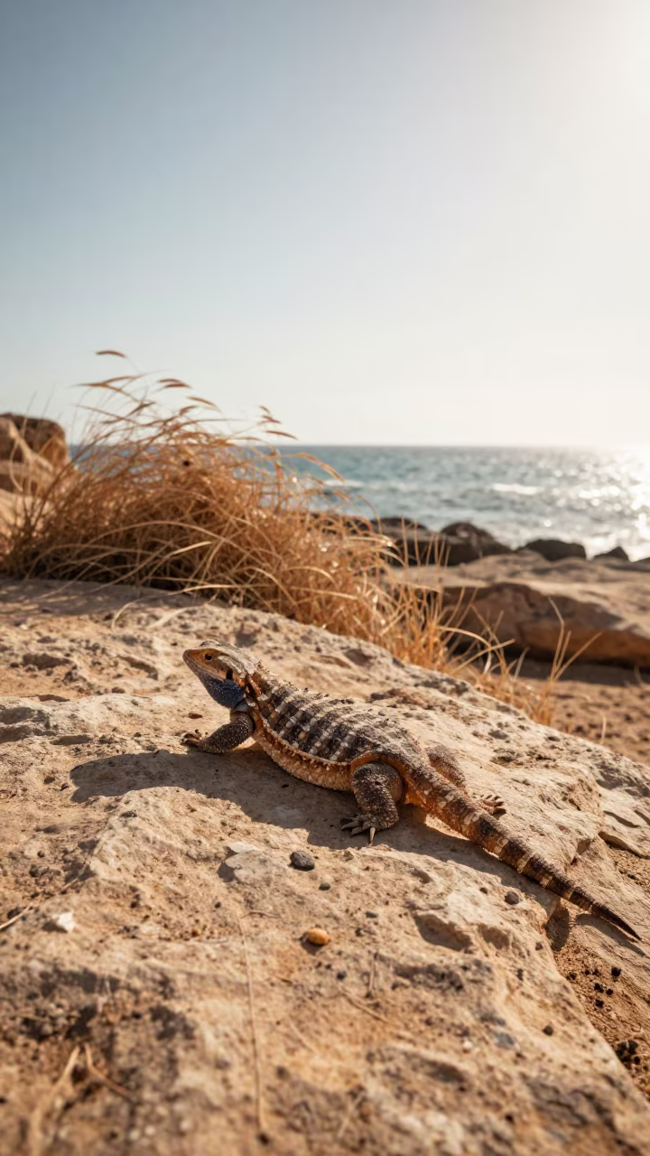 Gila Monster on Sandstone Ledge in Tunisia in along a game trail in Tunisia