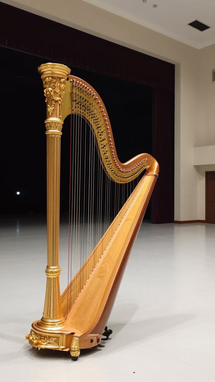 Gilded Harp in Bandar Lampung Concert Hall Night in in a concert hall in Bandar Lampung