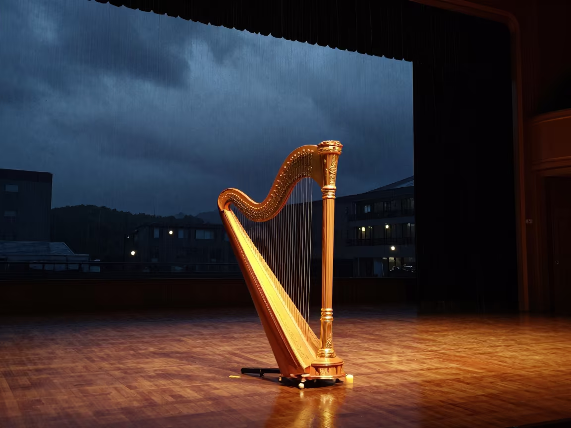 Gilded Harp on Chiba Theater Stage Night in on a theater stage in Chiba