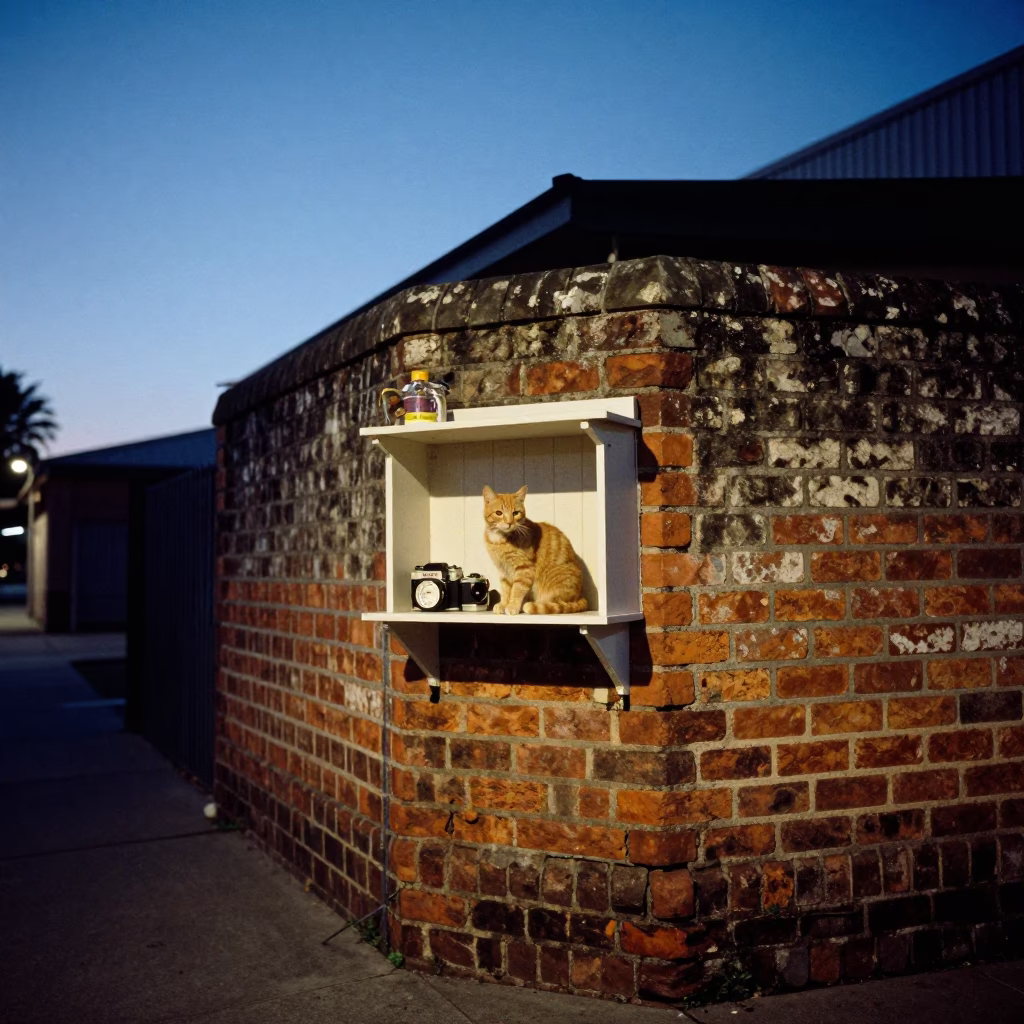 Ginger Cat in Durban at Indigo Twilight After Sunset in in Durban, South Africa