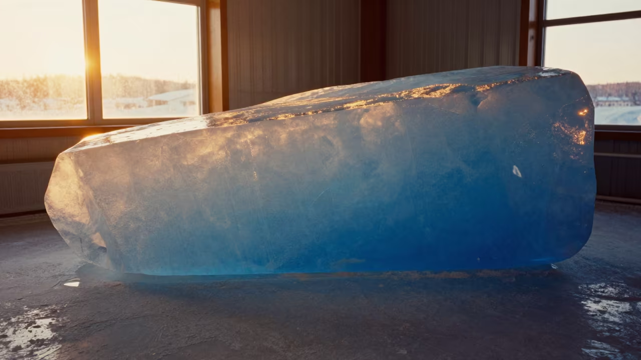 Glacial Ice Color Study in Golden Window Light in near Whitehorse