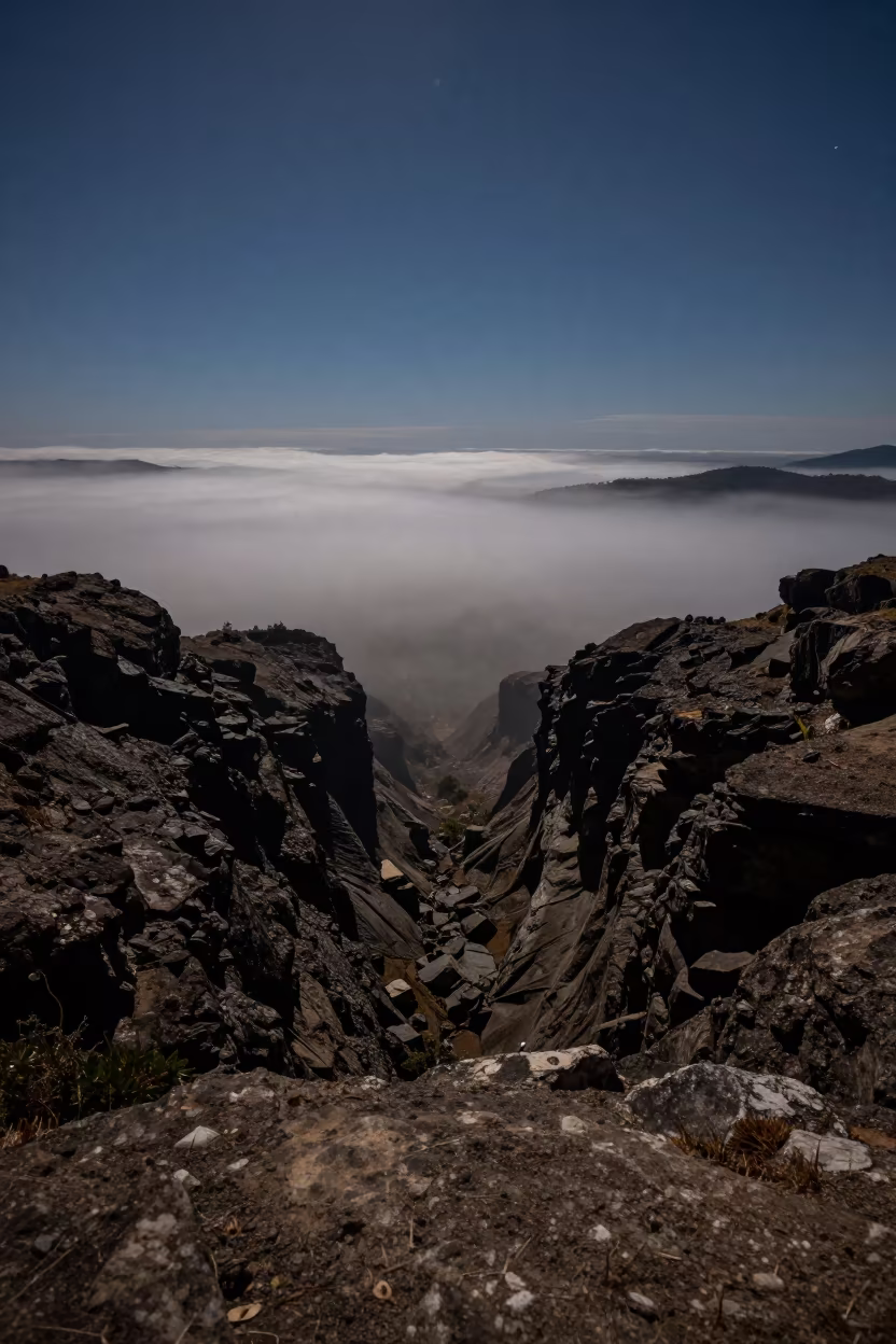 Glacial Valley Fog Under Night Starlight Cartagena in near Bazurto Market, Cartagena