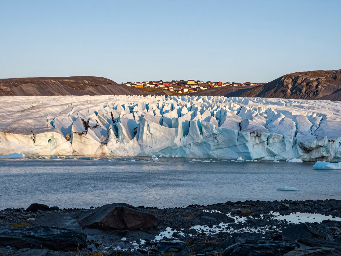 Glacier Calving Into Fjord Near Oslo in across a floodplain after rain near Oslo