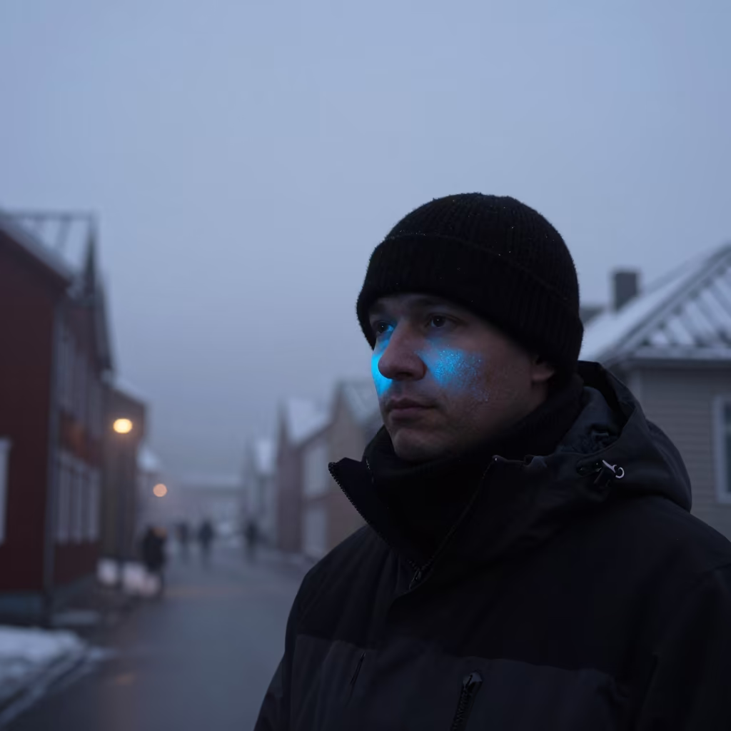 Glacier Guide Blue Hour Portrait in Oslo in in the old quarter in Oslo