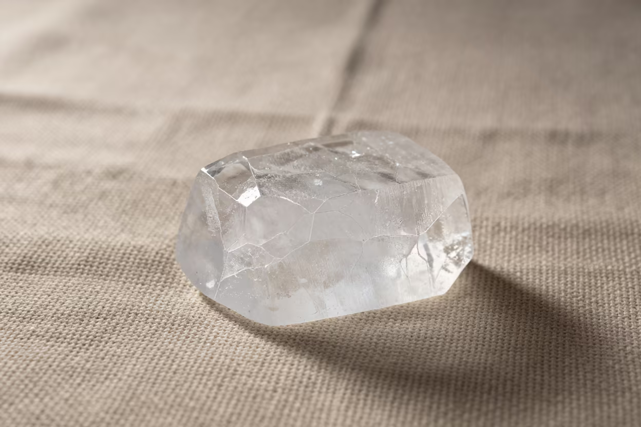 Glacier Ice Crystal Lattice on Linen in against woven linen fibers in Oslo