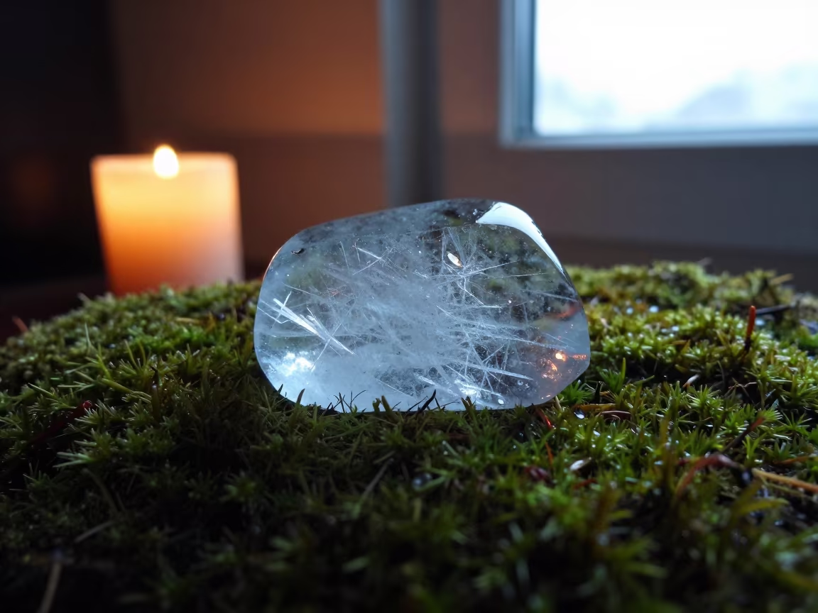Glacier Ice Crystal Lattice on Moss in on dew-soaked moss in Strathcona, Vancouver