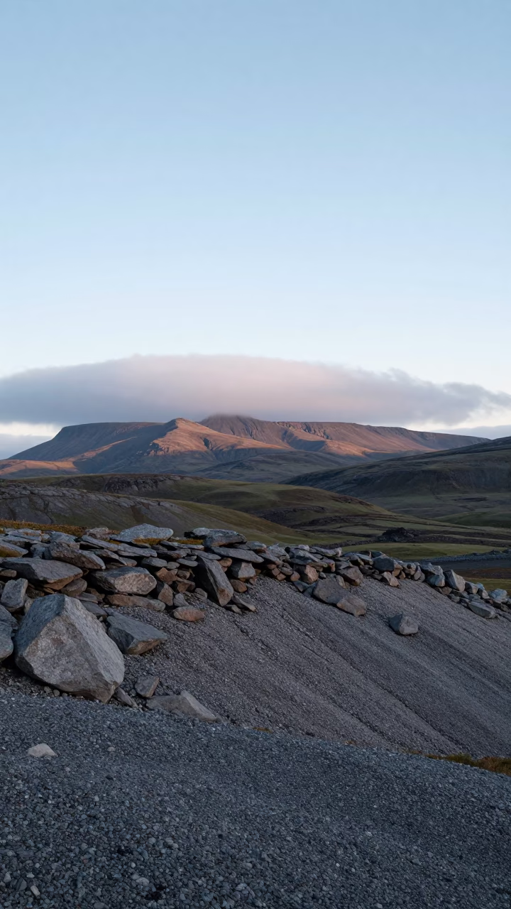 Glacier Moraine Ridge Above Kiruna Foothills in from a ridge above layered foothills near Kiruna