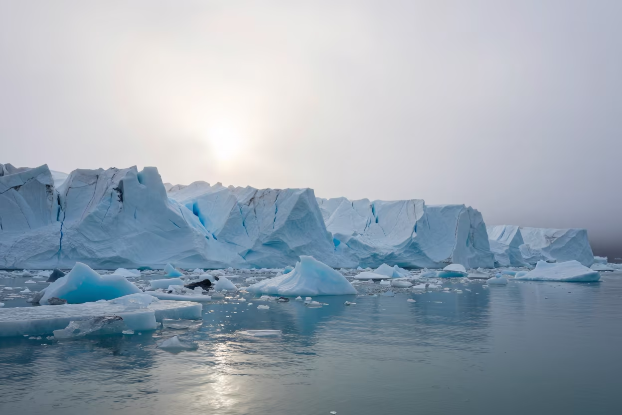 Glacier Tongue Calving Into Turquoise Water in near Tromsø