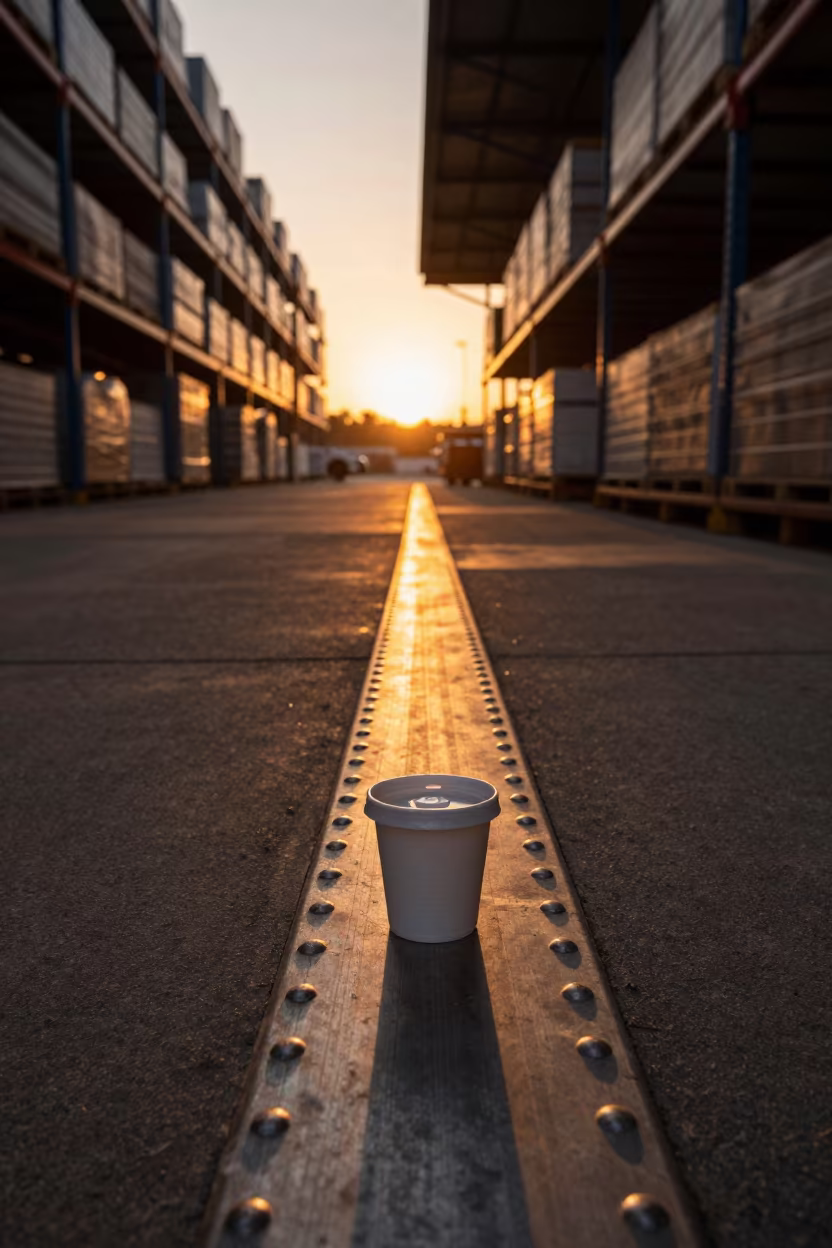 Gladhand Dust Cap in Naples Warehouse in inside a warehouse aisle near Centro Storico, Naples